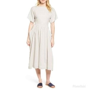 James Perse Striped Midi Dress Pockets sz1